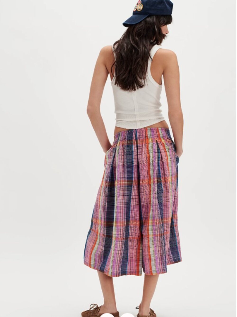 Free People Ivy Pull-On Culotte Pants 100% Cotton Color: Pink Combo Size: Large - Picture 10 of 11
